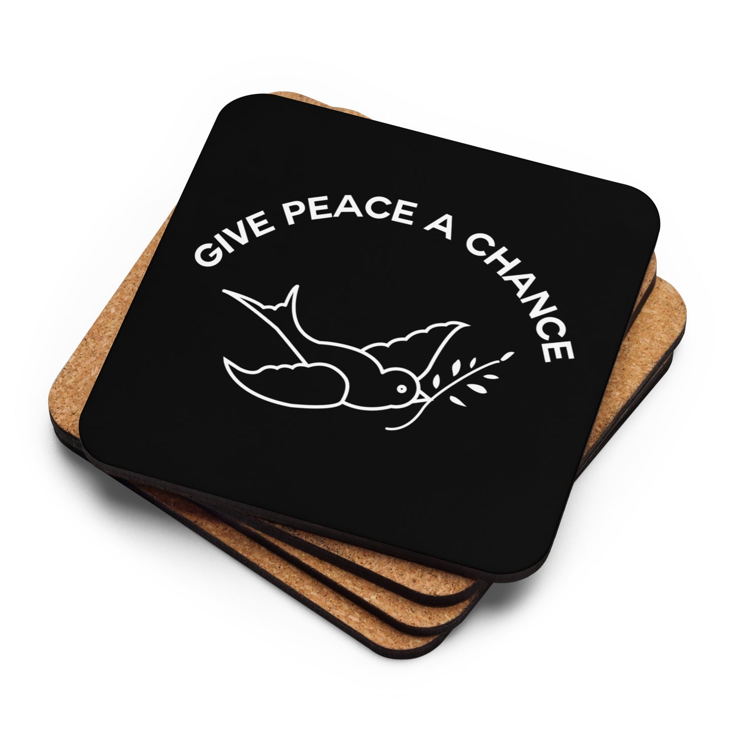 Give Peace A Chance Cork-Back Coaster